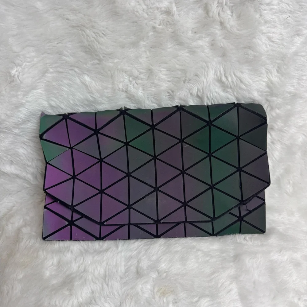 Bao Bao Geometric Black and Purple Women's Clutch
